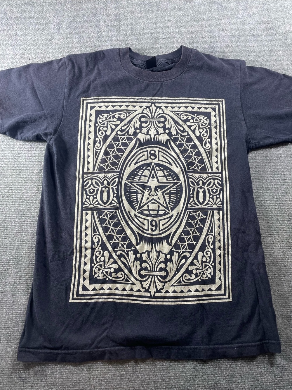 Obey‎ Black Tee with Beige Ornate Star Graphic